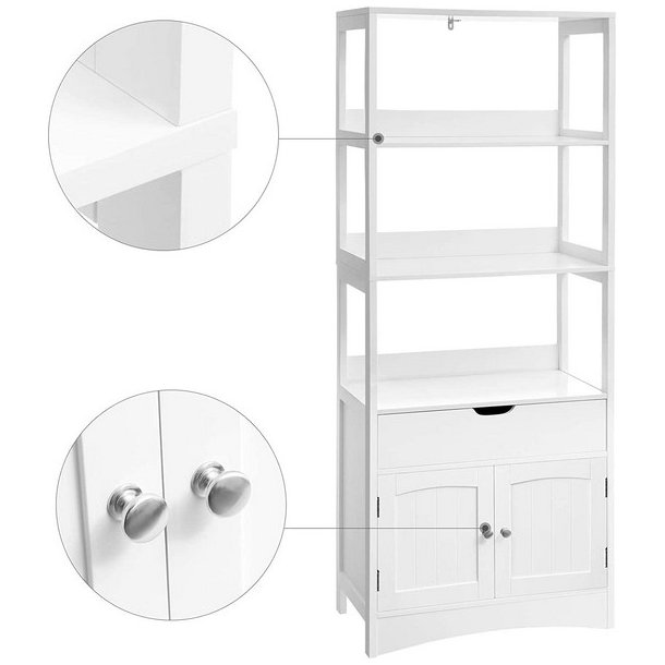 Badevrelsesskab - hvid badevrelsesreol - 154 x 60 x 32,5 cm