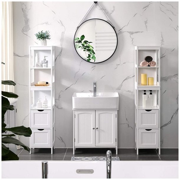 Badevrelsesreol - hvid reol til badevrelse 141,5 x 30 x 30 cm