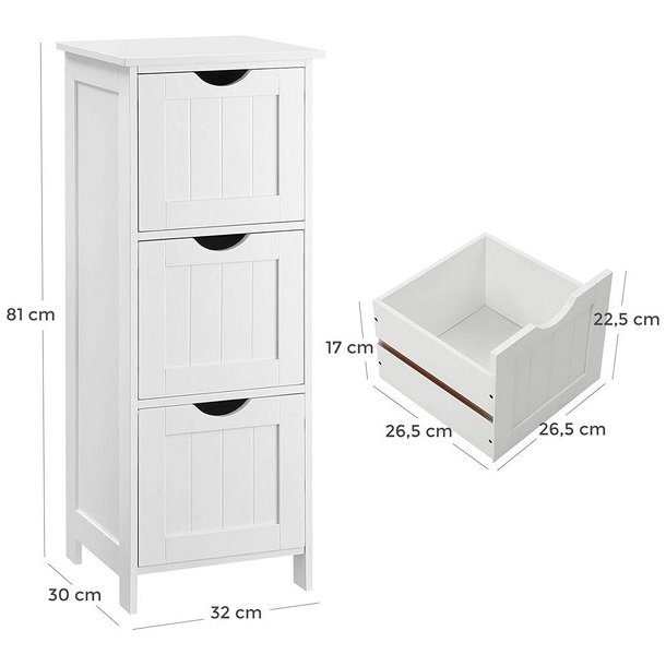 Badev�relsesreol - hvid reol til badev�relse 81 x 32 x 30 cm