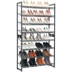 Skoreol med 8 hylder - s�t med 2 x 4 skohylder - gr� metal