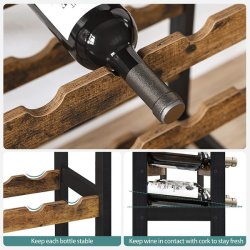 Vinreol til 24 flasker og glasholdere - rustik brun 66x30x100