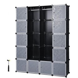 Reolsystem - kubisk garderobe i plastik med 2 b�jler og 12 rum