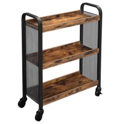 Serveringsvogn p� hjul - barvogn med 3 hylder - rustik brun