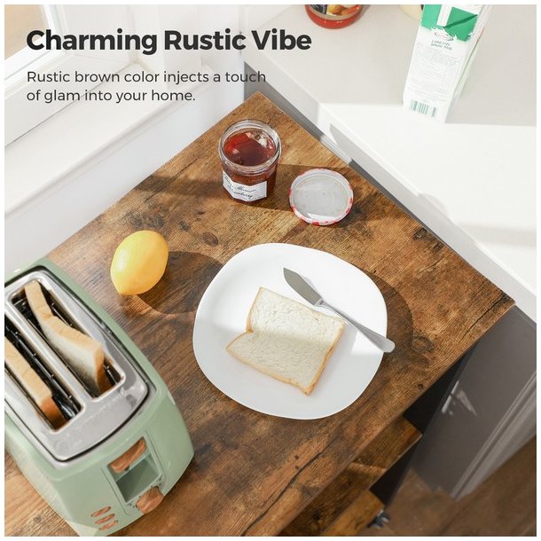 Rullebord med 3 hylder - k�kkenvogn - rustik brun 60x40x89