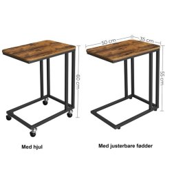 Sidebord i industrielt design til sofa eller seng - rustik brun