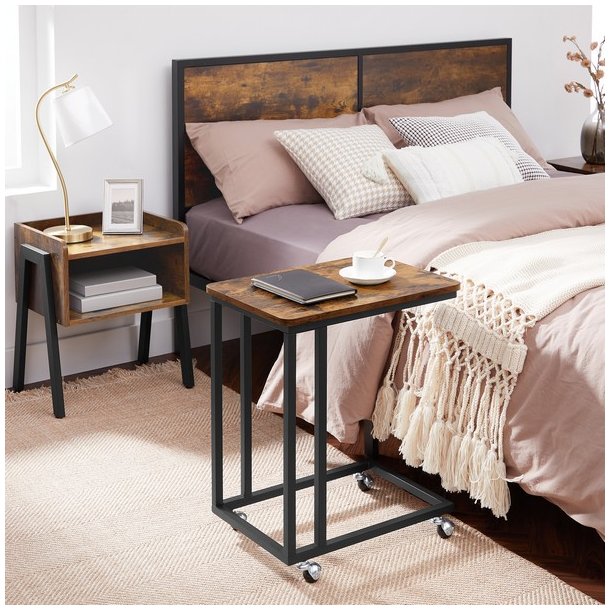 Sidebord i industrielt design til sofa eller seng - rustik brun