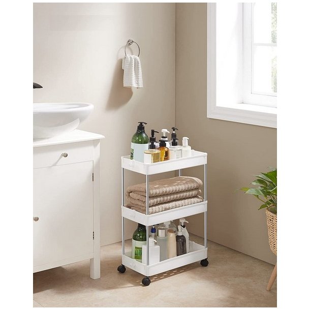 Rullevogn - hvid opbevaringsvogn med 3 hylder 40 x 22 x 60