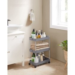 Rullevogn - gr� opbevaringsvogn med 3 hylder 40 x 22 x 60