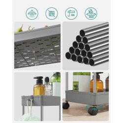 Rullevogn - gr� opbevaringsvogn med 3 hylder 40 x 22 x 60