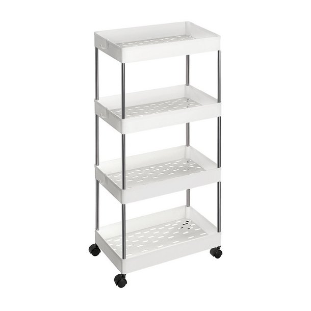 Rullevogn - hvid opbevaringsvogn med 4 hylder 40 x 22 x 86
