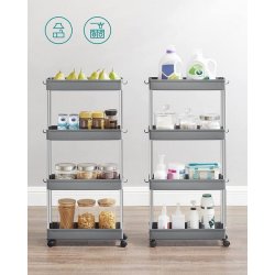 Rullevogn - gr� opbevaringsvogn med 4 hylder 40 x 22 x 86