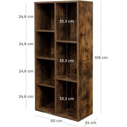 Rumdeler - bogreol i industrielt design - rustik brun 50x24x106