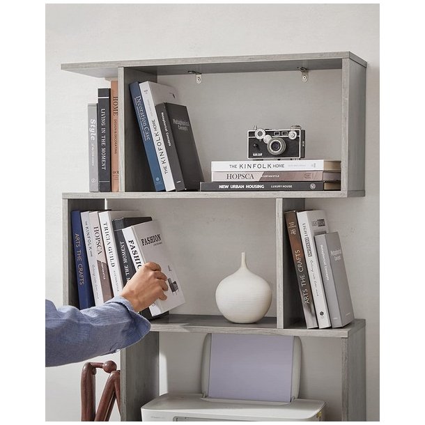 Reol - bogreol i industrielt design - gr� beige 190 x 24 x 70