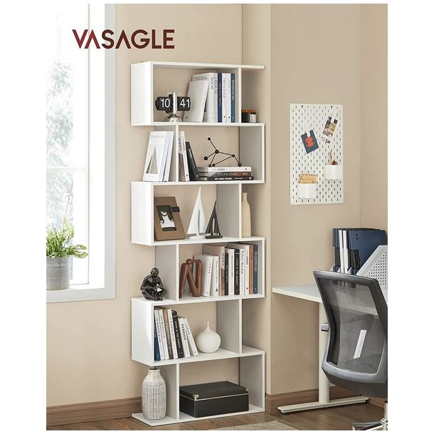 Reol - bogreol i industrielt design - hvid 190 x 24 x 70