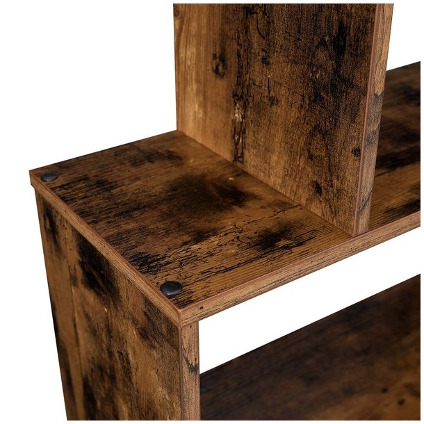 Reol - bogreol i industrielt design - rustik brun 190 x 24 x 70