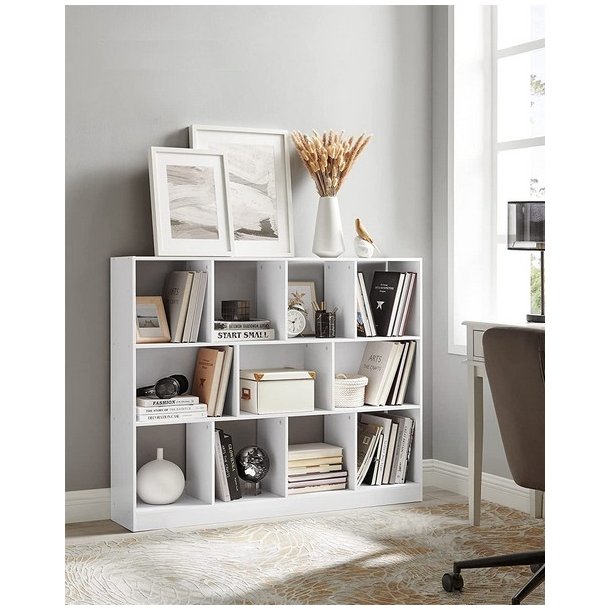 Rumdeler - fritst�ende bogreol - hvid reol 126x30x100