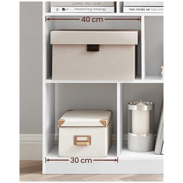 Rumdeler - fritst�ende bogreol - hvid reol 126x30x100