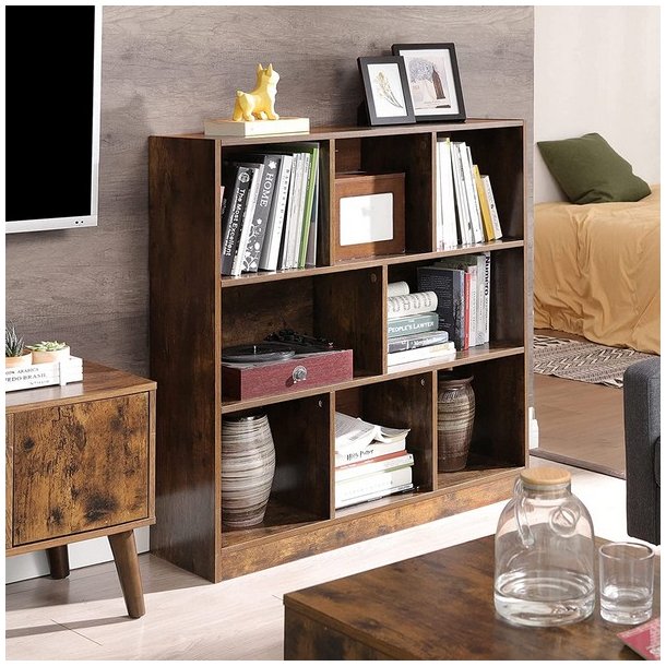 Reol - rumdeler - fritst�ende bogreol - rustik brun 100 x 97,5