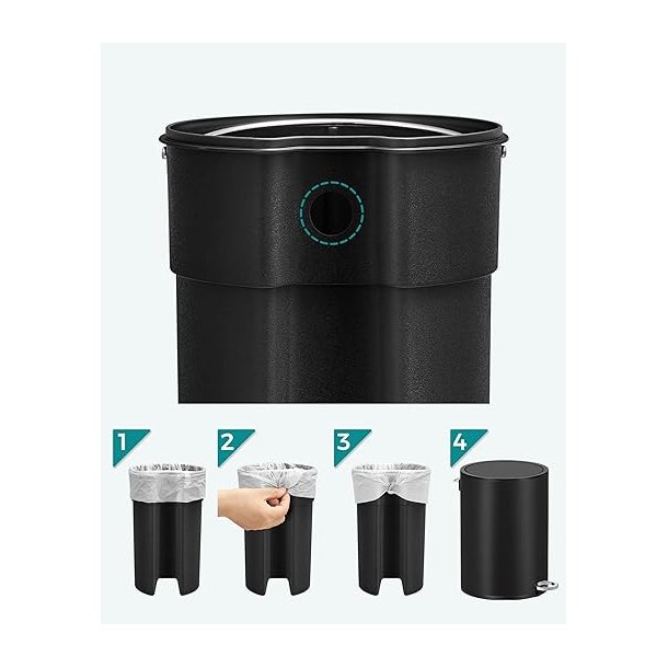 Pedalspand 3L - skraldespand med soft-close l�g - sort metal