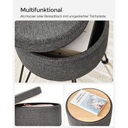 Puf med opbevaring - rund skammel - fodskammel - m�rkegr� �37