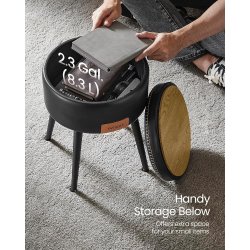 Puf med opbevaring - rund skammel - fodskammel - sort s�de �32