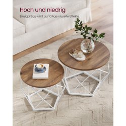 Sofabordss�t - 2 sideborde - runde sofaborde - rustik brun