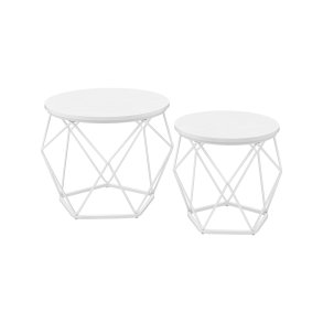 Sofabordss�t - 2 sideborde - runde sofaborde - hvid