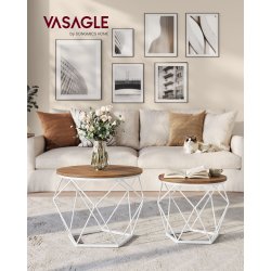 Sofabordss�t - 2 sideborde - runde sofaborde - rustik brun