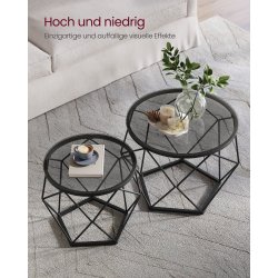 Sofabordss�t - 2 sideborde - runde sofaborde - sorte glasbord