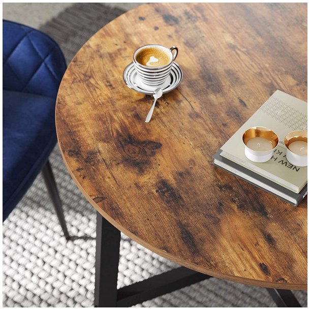 Spisebord i industrielt design - rundt bord - rustik brun �80