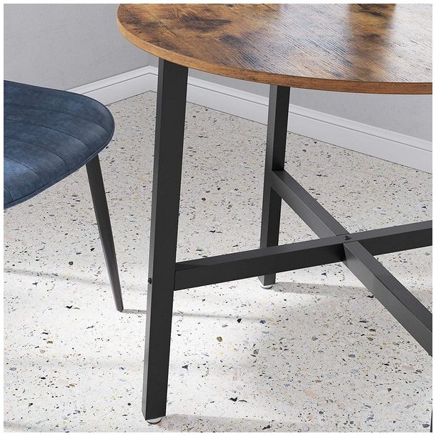 Spisebord i industrielt design - rundt bord - rustik brun �80