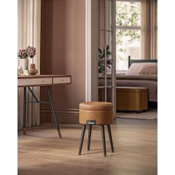 Sidebord med opbevaring - rundt sengebord - brun s�de �32