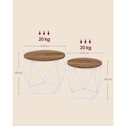Sofabordss�t - 2 sideborde - runde sofaborde - rustik brun