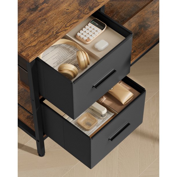 Hjrneskrivebord med skrmstativ - rustik brun 105x135