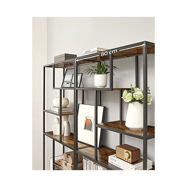 Bogreol med 6 hylder - gulvreol - rustik brun 30 x 80 x 180