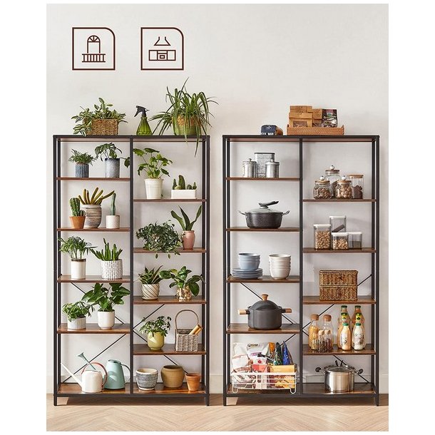 Stuereol - reol i industrielt design - rustik brun 170x100x30