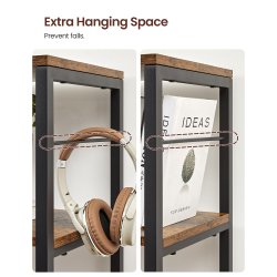 Bogreol - stuereol med 6 hylder - rustik brun 120 x 30 x 172,5