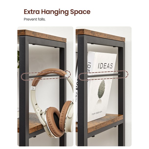 Bogreol - stuereol med 6 hylder - rustik brun 120 x 30 x 172,5