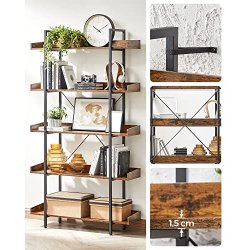 Bogreol - stuereol med 5 hylder - rustik brun 100 x 28 x 178