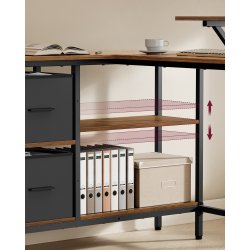 Hjrneskrivebord med skrmstativ - rustik brun 105x115