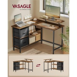 Hjrneskrivebord med skrmstativ - rustik brun 105x115