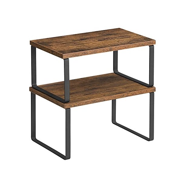 Hylder til bord - s�t med 2 stabelbare k�kkenhylder - rustik brun