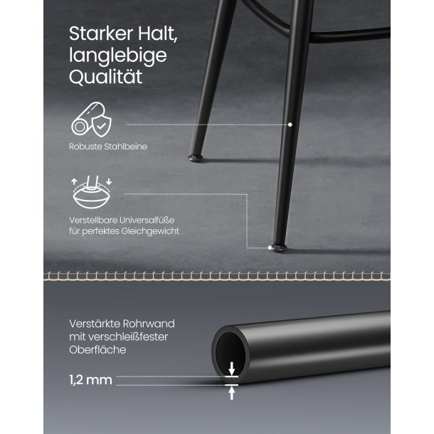 Barstol med kunstlder - st med 2 - sdehjde 76 cm - sort