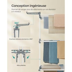 T�rrestativ til vasket�j - foldbart med vinger - hvid