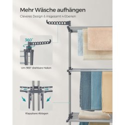 T�rrestativ til vasket�j - foldbart med vinger - gr�