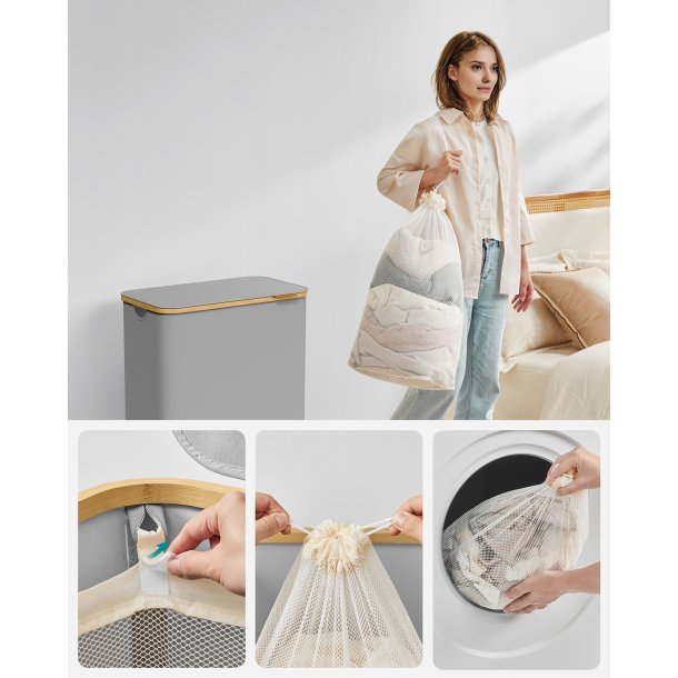 Vasket�jskurv med 2 rum - 2 vasket�jsposer - 130 liter - gr�