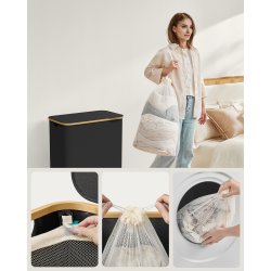 Vasket�jskurv med 2 rum - 2 vasket�jsposer - 130 liter - sort