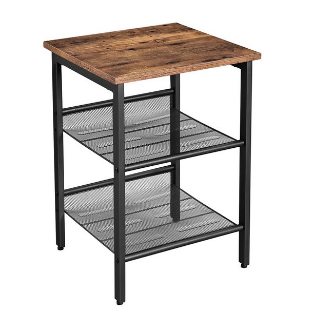 Sidebord - kvadratisk i industrielt design - rustik brun 40x40x55