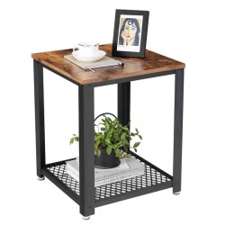 Sidebord - firkantet i industrielt design - rustik brun 45x45x55