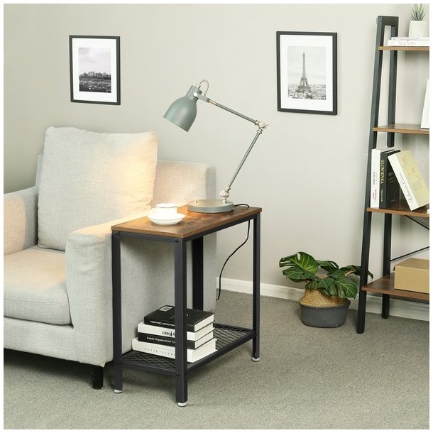 Sidebord - firkantet i industrielt design - rustik brun 60x30x60